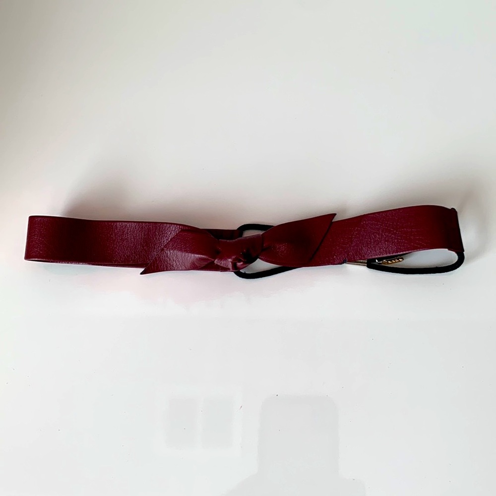 Burgundy Faux Leather Stretch Headband